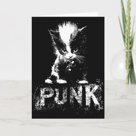 Carte Punk Kitten Cat With Mohawk Nge Gothic Design (Devant)