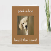 CARTE PUP DIT "PEEK-A-BOO" FÉLICITATIONS D'ADOPTION (Devant)