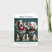 Carte Puppies de Setter anglais dans les pulls de Noël (Devant)