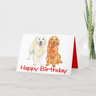 Carte Puppy Cartoon Golden Retriever Chien heureux anniv