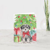 Carte Puppy Christmas Watercolor (Devant)