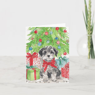Carte Puppy Christmas Watercolor
