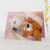 Carte Puppy cuddles 02 (Fleur jaune)