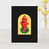 Carte Puppy Dog Peeing On Fire Hydrant (Fleur jaune)
