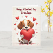 Carte Puppy Love Valentines Day Grandson Card (Fleur jaune)