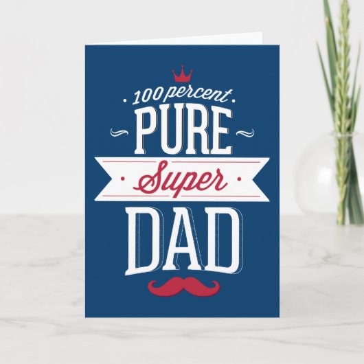 Carte Pure Super Papa Moustache Rouge et blanc (Devant)