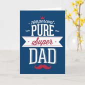 Carte Pure Super Papa Moustache Rouge et blanc (Fleur jaune)