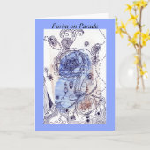 Carte Purim Juif Bleu sur Parade personnalisable (Fleur jaune)