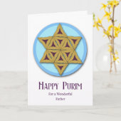 Carte Purim pour le père Hamantaschen Magen David (Fleur jaune)