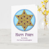 Carte Purim pour petite fille Hamantaschen Magen David (Fleur jaune)