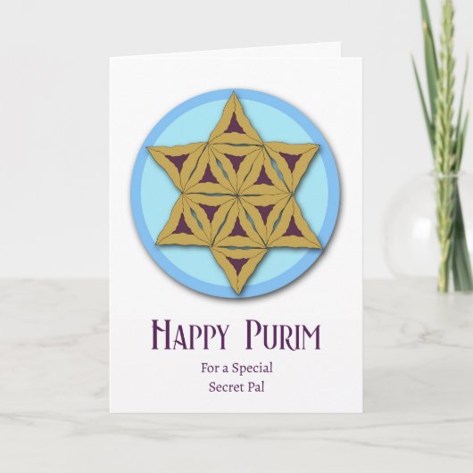 Carte Purim pour secret Pal Hamantaschen Magen David (Devant)