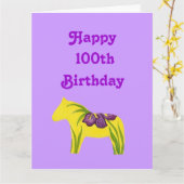 Carte Purple 100e Big Birthday Card de nous tous (Fleur jaune)