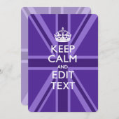 Carte Purple Accent Keep Calm and Your Text Union Jack (Devant / Derrière)