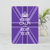 Carte Purple Accent Keep Calm and Your Text Union Jack (Debout devant)