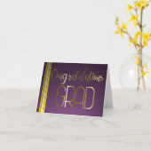 Carte Purple and Gold Félicitations Grad (Fleur jaune)