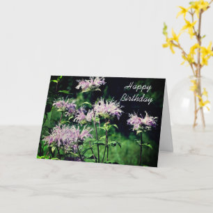 Carte Purple Bee Balm Flower Personnalisable Anniversair