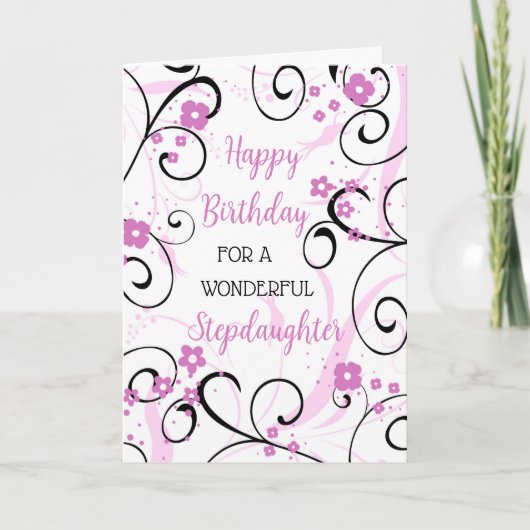 Carte Purple Black Swirls Stepgirl Anniversaire (Devant)