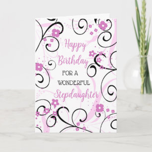 Carte Purple Black Swirls Stepgirl Anniversaire