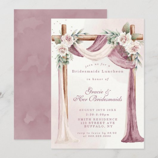 Carte Purple Canopy Florals Bridesmaids Luncheon Invitat (Devant / Derrière)