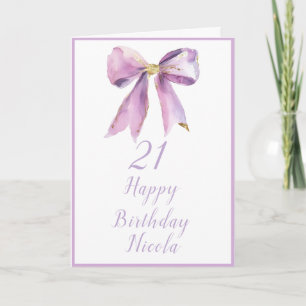 Carte Purple Coquette Bow fête d'anniversaire