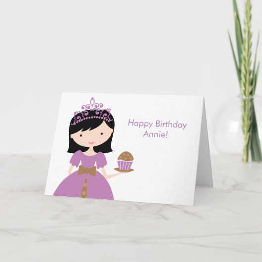 Carte Purple Cupcake Princess Anniversaire (Devant)