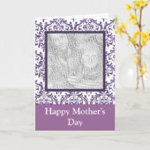 Carte Purple DamaskFête des mères (Fleur jaune)