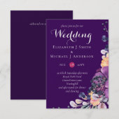 Carte Purple Dynasty Dark Floral Budget Mariage Invite (Devant / Derrière)