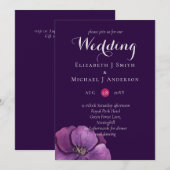 Carte Purple Dynasty Dark Floral Budget Mariage Invite (Devant / Derrière)