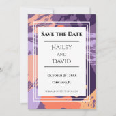 Carte Purple et Coral Enregistrer la date (Devant)