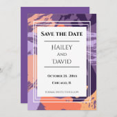 Carte Purple et Coral Enregistrer la date (Devant / Derrière)