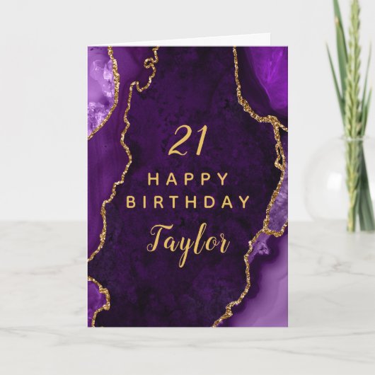 Carte Purple et Gold Agate Joyeux anniversaire (Devant)