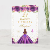 Carte Purple Floral Brown Coiffeuse fille Joyeux anniver (Devant)