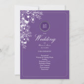Carte Purple Floral Monogram Wedding Program (Devant)
