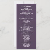Carte Purple Floral Wedding Program Card (Dos)