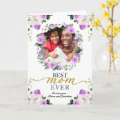 Carte Purple Floral Wreath Meilleure Maman Jour des mère (Fleur jaune)