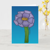 Carte Purple Flower with blue background blank (Fleur jaune)