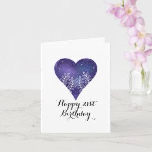 Carte Purple Galaxy Coeur 21e anniversaire