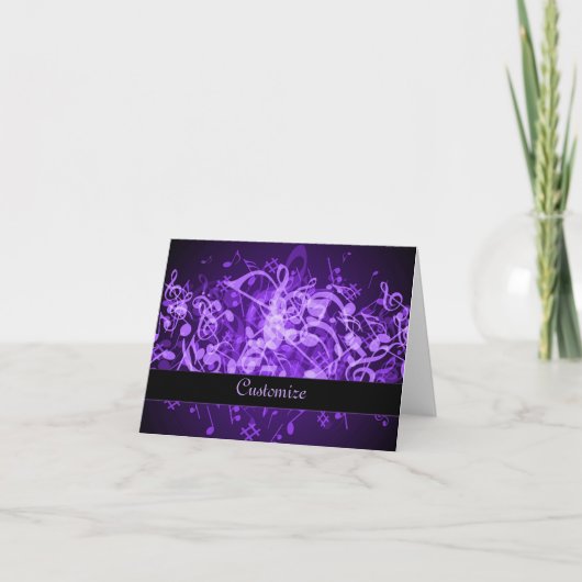 Carte Purple Glow Music Notes Note Card (Devant)