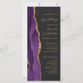 Carte Purple Gold Agate Script Dark Wedk Wedding Program (Devant)