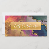 Carte Purple Gold Green Aquarelle bleu certificat cadeau (Devant)