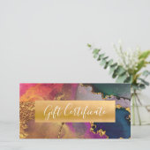 Carte Purple Gold Green Aquarelle bleu certificat cadeau (Debout devant)