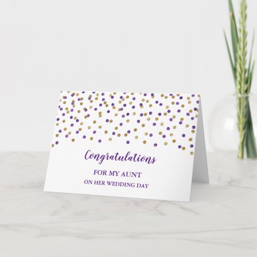 Carte Purple Gold Tante Jour de mariage Félicitations (Devant)