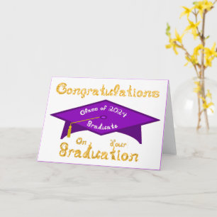 Carte Purple Grad Casquette Gold White Graduate Classe 2