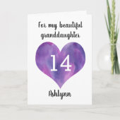 Carte Purple Heart 14e anniversaire de grand-fille (Devant)