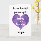 Carte Purple Heart 18e anniversaire petite-fille (Fleur jaune)