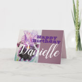 Carte Purple Iris Flower Joyeux Anniversaire Femme Nom C (Devant)