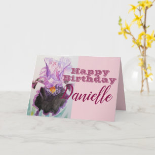 Carte Purple Iris Flower Joyeux Anniversaire Femme Nom C