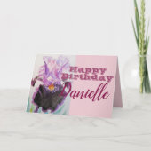 Carte Purple Iris Flower Joyeux Anniversaire Femme Nom C (Devant)