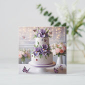 CARTE PURPLE IRIS SOPHISTIQUÉ THÈME GÂTEAU D'ANNIVERSAIR (Debout devant)