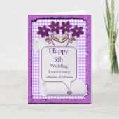 Carte Purple Lilac Moderne Floral 5e anniversaire Mariag (Devant)